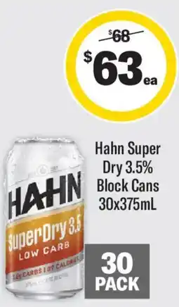 Liquorland Hahn Super Dry 3.5% Block Cans offer