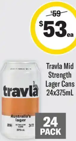 Liquorland Travla Mid Strength Lager Cans offer