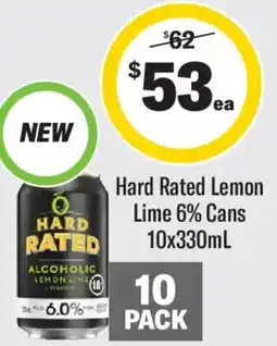 Liquorland Hard Rated Lemon Lime 6% Cans offer