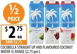 Supabarn Cocobella straight up and flavoured coconut water offer