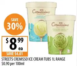 Supabarn Streets cremisso ice cream tubs offer