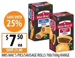 Supabarn Mrs mac's pies/sausage rolls offer