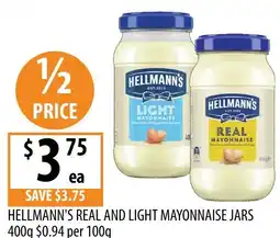 Supabarn Hellmann's real and light mayonnaise jars offer