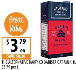 Supabarn The alternative dairy co barista oat milk offer