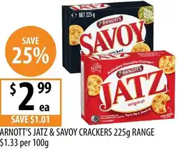 Supabarn Arnott's jatz & savoy crackers offer
