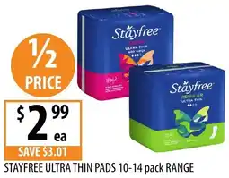 Supabarn Stayfree ultra thin pads offer