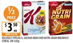 Supabarn Kellogg's special k, sultana bran and nutri-grain breakfast cereal offer