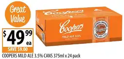 Supabarn Coopers mild ale 3.5% cans offer
