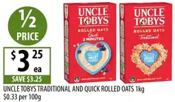 Supabarn Uncle tobys traditional and quick rolled oats offer