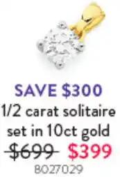 Goldmark 1/2 carat solitaire set in 10ct gold 8027029 offer