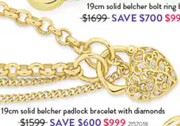 Goldmark Solid belcher padlock bracelet with diamonds 2157018 offer