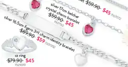 Goldmark Silver figaro 3+1 charm identity bracelet offer