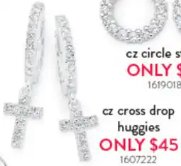 Goldmark Cz cross drop huggies offer