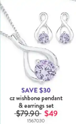 Goldmark Cz wishbone pendant & earrings set offer