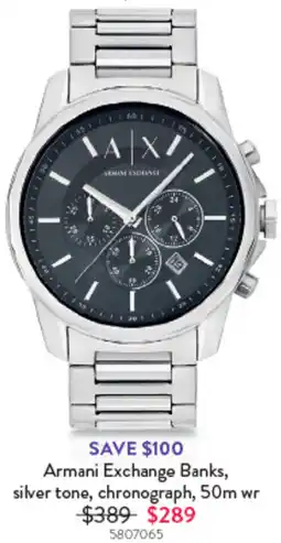 Goldmark Armani Exchange Banks, silver tone, chronograph offer
