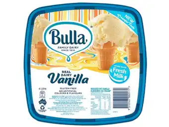 Foodland Bulla ice cream vanilla 4 litre offer