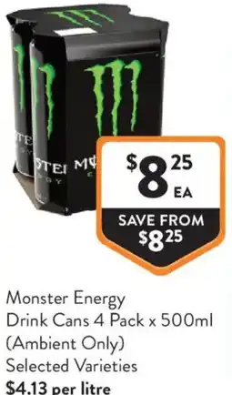 Foodworks Monster Energy Drink Cans offer
