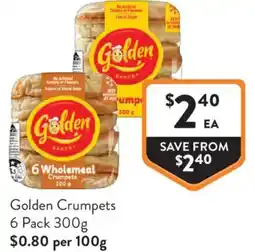 Foodworks Golden Crumpets 6 Pack offer