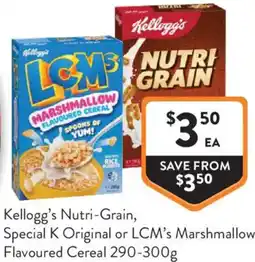 Foodworks Kellogg's Nutri-Grain, Special K Original or LCM's Marshmallow Flavoured Cereal offer