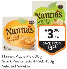 Foodworks Nanna's Apple Pie 600g, Snack Pies or Tarts offer