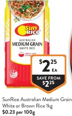 Foodworks SunRice Australian Medium Grain White or Brown Rice offer