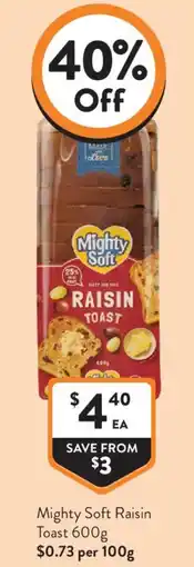 Foodworks Mighty Soft Raisin Toast offer