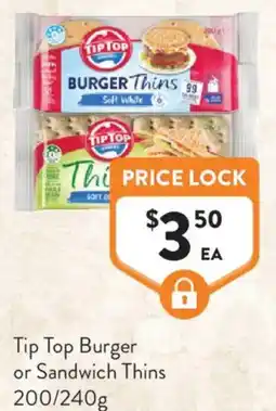 Foodworks Tip Top Burger or Sandwich Thins offer