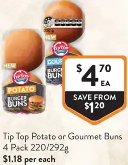 Foodworks Tip Top Potato or Gourmet Buns offer
