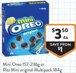 Foodworks Mini Oreo or Ritz Mini original Multipack offer