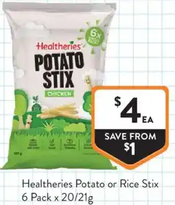 Foodworks Healtheries Potato or Rice Stix offer