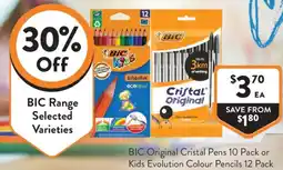 Foodworks BIC Original Cristal Pens 10 Pack or Kids Evolution Colour Pencils offer