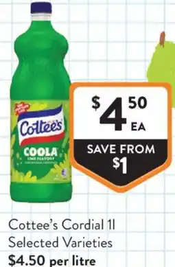 Foodworks Cottee's Cordial offer