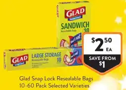 Foodworks Glad Snap Lock Resealable Bags offer