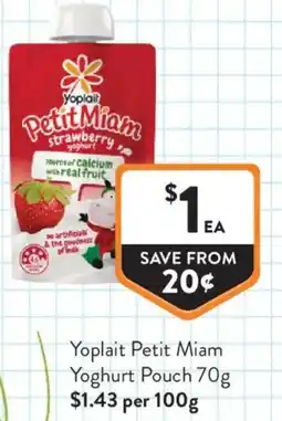 Foodworks Yoplait Petit Miam Yoghurt Pouch offer