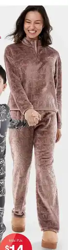 Kmart Quarter Zip Fleece Long Sleeve Top and Pants Pyjama Set offer