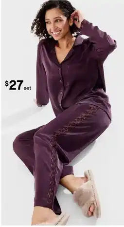 Kmart Lace Trim Matte Satin Pyjama Set offer
