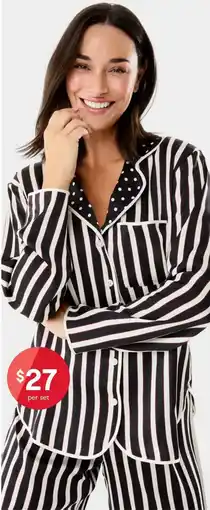 Kmart Matte Satin Long Sleeve Top and Pants Pyjama Set offer