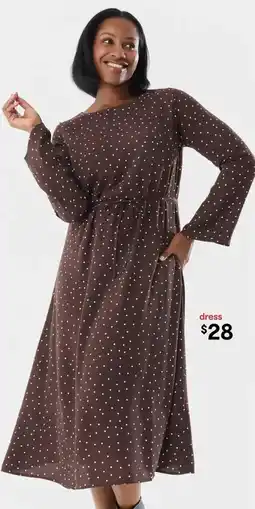 Kmart Long Sleeve Crepe Tie Waist Midi Dress offer