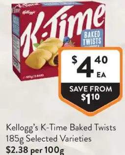 Foodworks Kellogg's K-Time Baked Twists offer