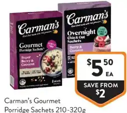 Foodworks Carman's Gourmet Porridge Sachets offer