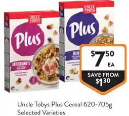 Foodworks Uncle Tobys Plus Cereal offer