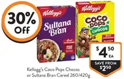 Foodworks Kellogg's Coco Pops Chocos or Sultana Bran Cereal offer