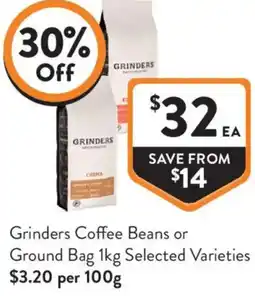 Foodworks Grinders Coffee Beans or Ground Bag offer