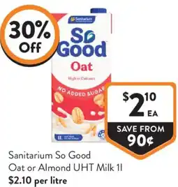 Foodworks Sanitarium So Good Oat or Almond UHT Milk offer