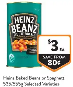 Foodworks Heinz Baked Beans or Spaghetti offer