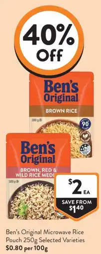 Foodworks Ben's Original Microwave Rice Pouch offer