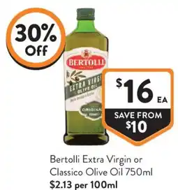 Foodworks Bertolli Extra Virgin or Classico Olive Oil offer