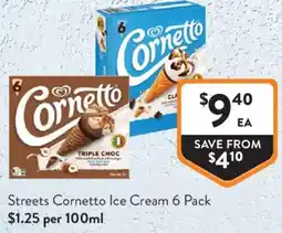 Foodworks Streets Cornetto Ice Cream $1.25 offer