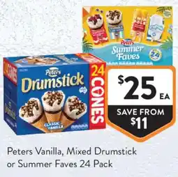 Foodworks Peters Vanilla, Mixed Drumstick or Summer Faves offer