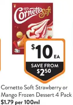 Foodworks Cornetto Soft Strawberry or Mango Frozen Dessert offer